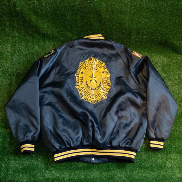 VINTAGE WEST ARK MENS SATIN AMERICAN LEGION JACKET NAVY BLUE USA POW SIZE XL - Picture 6 of 8